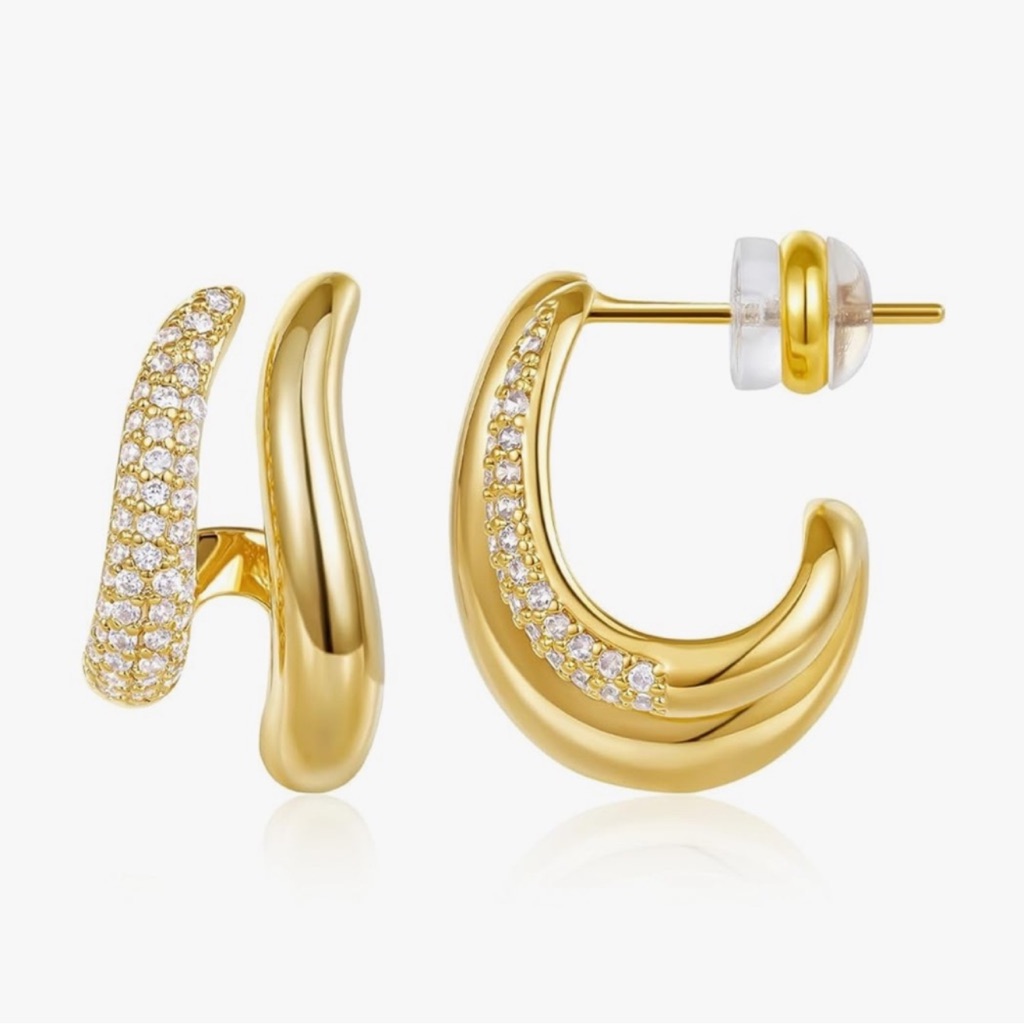New 14k Gold Plate Gold Earrings 40$